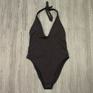 Aerie One Piece Swimsuit, Black Ribbed Texture - Women’s Size L